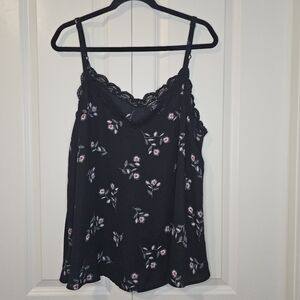 TORRID Cami Floral Black Lace Trim Women's Tank Top Sz 1